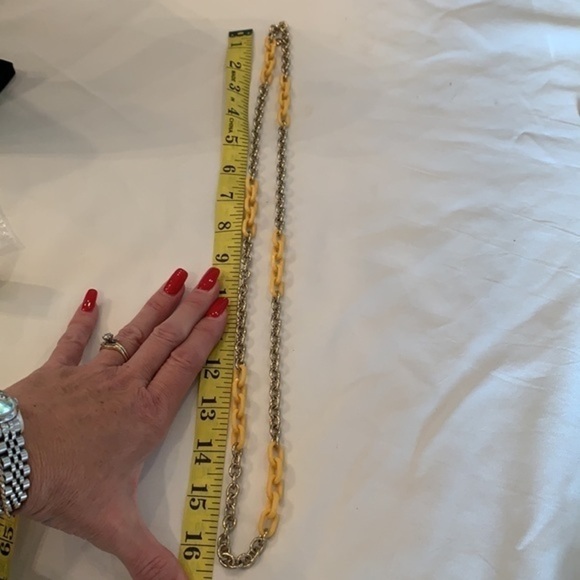 J. Crew long yellow acrylic and gold chain link - Picture 5 of 6
